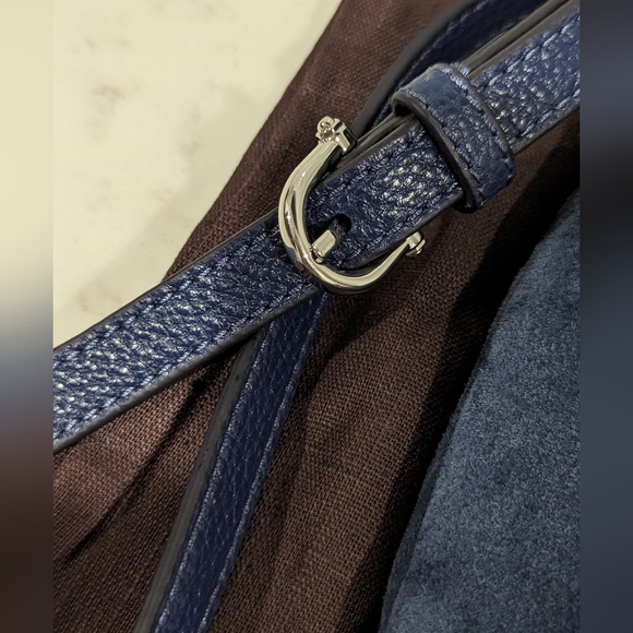 Etienne Aigner Blue Suede Fringe Crossbody Bag - Picture 3 of 7